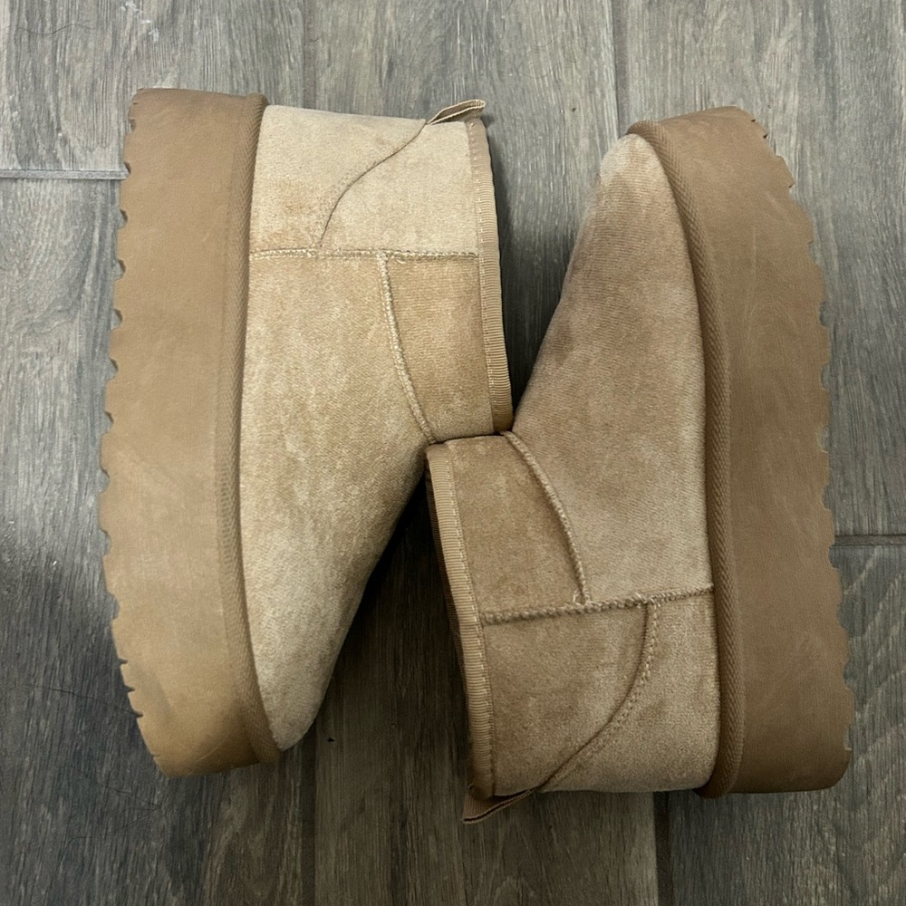 Tan Suede Platform Boots